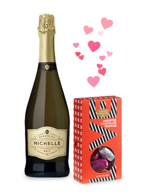 Domain Ste Michelle sparkling wine, Seattle Chocolate assorted truffle chocolates