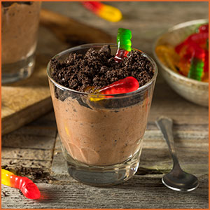Halloween Activities Crafts and Snacks Graveyard Dirt Cups dessert