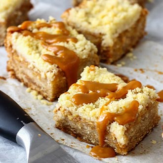 Fall Baking Caramel Apple Crumb Bars