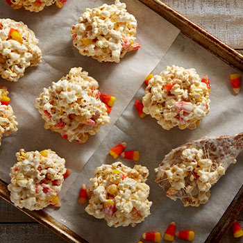 Halloween recipes Candy Corn Popcorn Balls