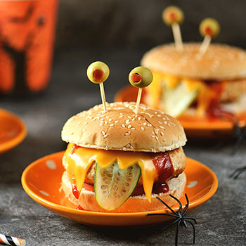 Halloween recipes Mini Monster Burgers